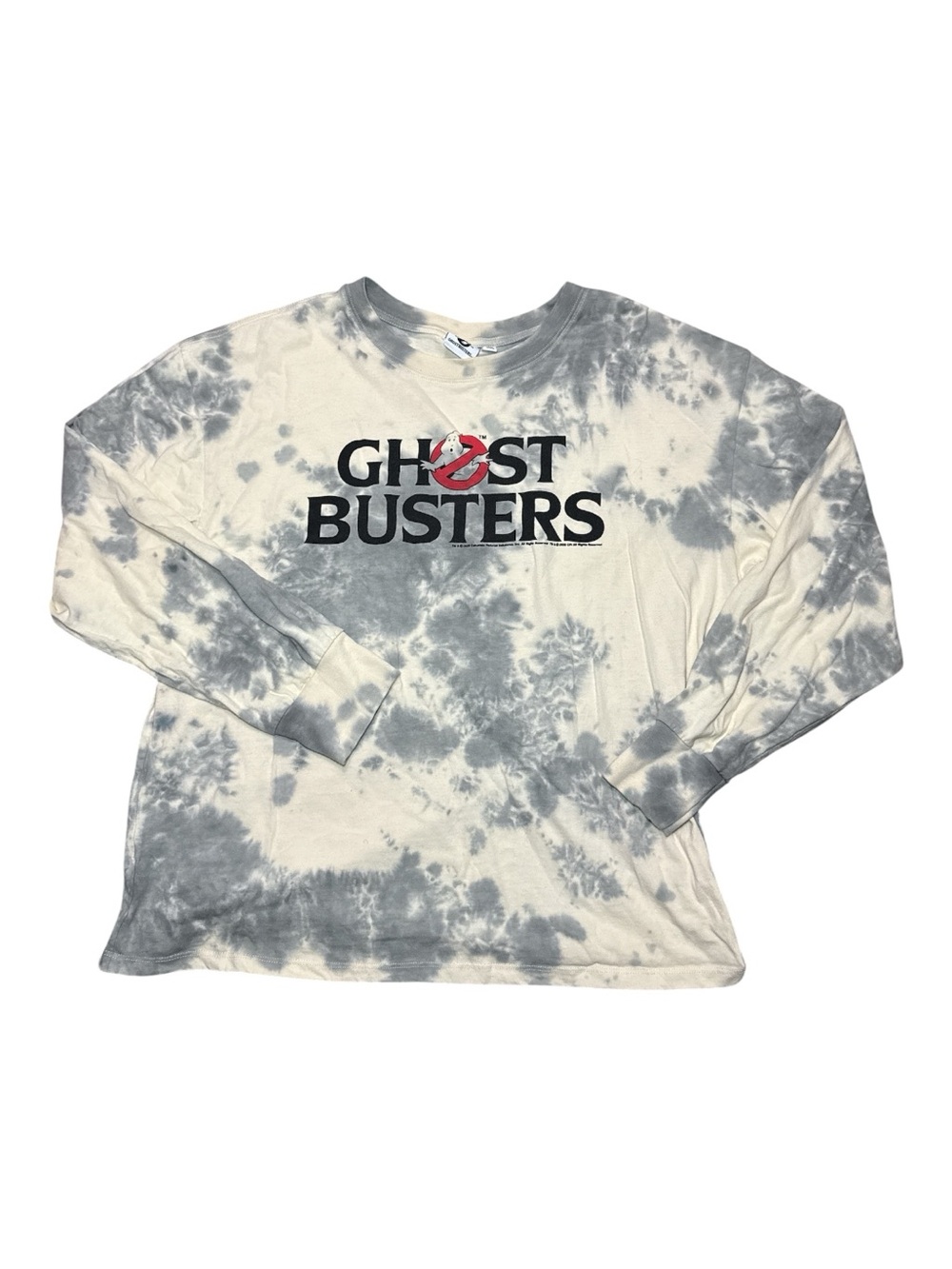 Ghostbusters Tie-Dye Acid Wash Long Sleeve Shirt Men's XL Gray Cream